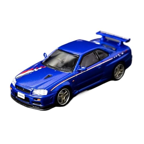 YLQERZ Modellauto Im Maßstab 1:64 Für Nissan Skyline R34 V-SPEC Kleine Skala Metall Casting Ornamente Legierung Auto Modell Sammlung Für Die Sammlung(Blue 2) von YLQERZ