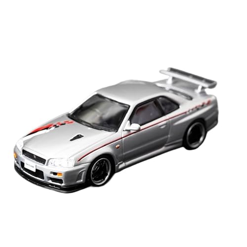 YLQERZ Modellauto Im Maßstab 1:64 Für Nissan Skyline R34 V-SPEC Kleine Skala Metall Casting Ornamente Legierung Auto Modell Sammlung Für Die Sammlung(Silver) von YLQERZ