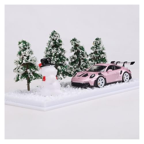 YLQERZ Modellauto Im Maßstab 1:64 Für Porsche 911 992 GT3 RS Weihnachtsszenensimulation Legierungsautomodell (pink) Für Die Sammlung von YLQERZ