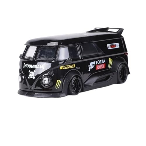 YLQERZ Modellauto Im Maßstab 1:64 Für Volkswagen T1 Bus VW Wide Body Modifizierter Anteil Legierungsguss Metall Automodell Schwarz Für Die Sammlung von YLQERZ