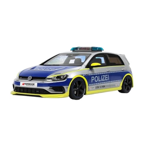 YLQERZ Modellauto Im Maßstab Maßstab 1:18 Für VW Golf VII R Polizeiauto Harzmodell Statische Sammlung Spielzeug Hobby (blau) Für Die Sammlung von YLQERZ