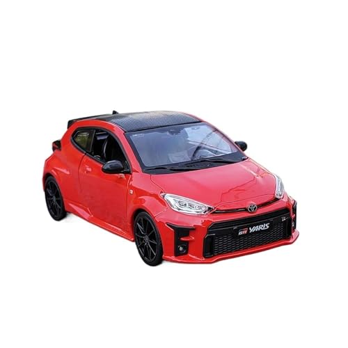 YLQERZ Modellauto Im Maßstab Weiß 1:24 Für Toyota GR Yaris Modell Metall Auto Ornament Spielzeug Mit Holz Basis Für Die Sammlung(Red) von YLQERZ