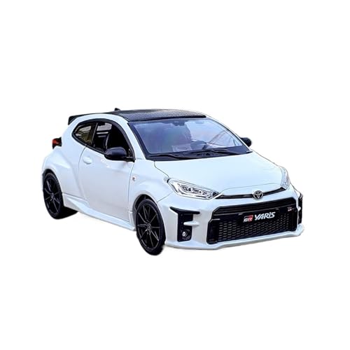 YLQERZ Modellauto Im Maßstab Weiß 1:24 Für Toyota GR Yaris Modell Metall Auto Ornament Spielzeug Mit Holz Basis Für Die Sammlung(White) von YLQERZ