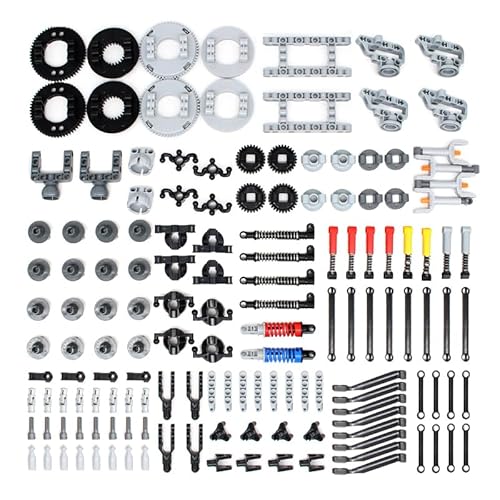 148 StückTechnik Ersatzteile Achs-Stift-Verbinder Set, Technik MOC Räder Gears Gliederkette Lenkung Aufhängung Differentialsperre Stoßdämpfer Stoßdämpfung Klemmbausteine Set von YLtremker