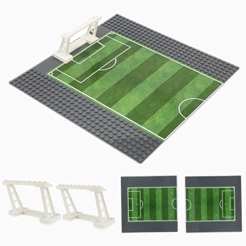 YLtremker Fußball-Arena Baustein mit Grundplatte und Fußballtor, 2 Stück Turnhalle Fußballplatz Minifiguren Zubehör Bausteine Grundplatte von YLtremker