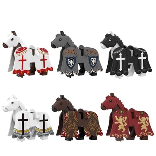 YLtremker Mittelalterliche Krieg Pferde Bausteine, 6 Stücke Custom Rom Ritter Kriegspferde Modell Spielzeug Für Minifiguren, von YLtremker