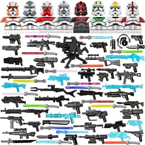 YLtremker Sci-fi Waffen Set für Space Wars Minifiguren, Custom Sci-fi Maske, Helm, Laserschwerter für Figuren Clone Soldaten von YLtremker