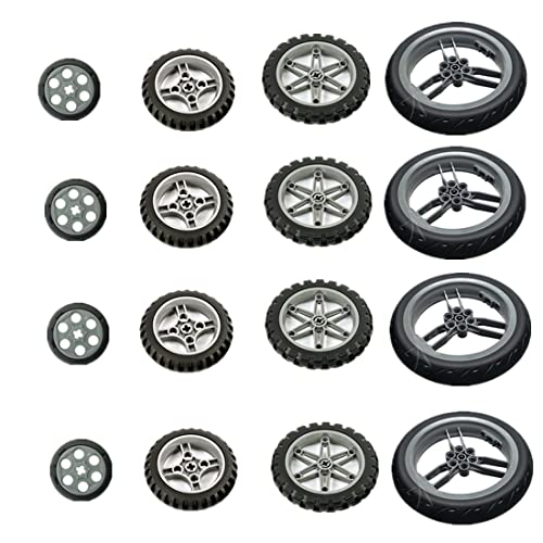 Technik Räder Ersatzteile Set, 16 Teile Technik Motorradreifen Fahrradreifen Bausatz, Reifen und Achs-Set Klemmbausteine Kompatibel mit Technic Ersatzteile Technik Räder Ersatzteile Set, 16 Teile Technik Motorradreifen Fahrradreifen Bausatz, Reifen und Achs-Set Klemmbausteine Kompatibel mit Technic Ersatzteile von YLtremker