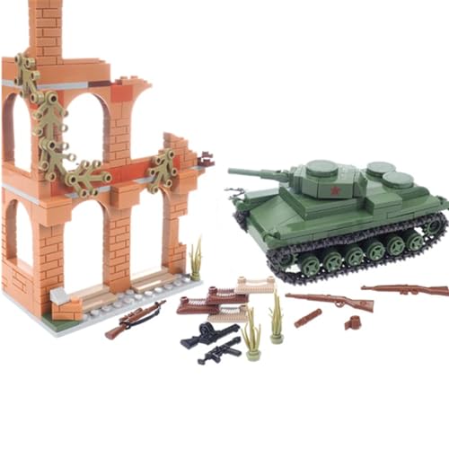 YLtremker WW2 Militär Panzer Bausteine mit Mini Figur und Waffenteil, Militärische Panzerfahrzeug GAZ LKW Modell Soldaten Waffensatz(Panzer Set) von YLtremker