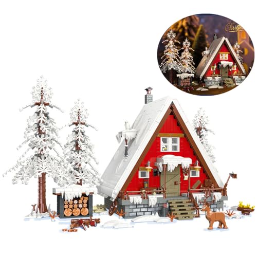 YLtremker Weihnachtshaus Architektur Bausteine mit Beleuchtung, 2355 Teile Weihnachts Waldhütte Modell Konstruktionsspielzeug von YLtremker