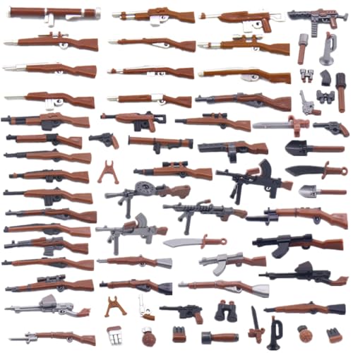 YLtremker 68 Teile WW2 Militär Soldaten Ausrüstung Zubehör Waffen Kit Baustein Militär Minifiguren Soldaten Waffen Klemmbausteine Bausatz von YLtremker