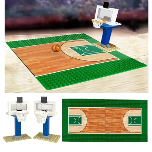 YLtremker Basketballplatz Baustein mit Grundplatte, Outdoor Basketball-Szene Modell Bausteine mit Basketballkorb Minifiguren Zubehör von YLtremker