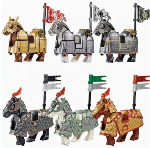 YLtremker Krieg Pferde Bausteine mit Sätteln, 6 Stücke Antike Chinesische Krieg Pferde Modell Spielzeug Für Minifiguren von YLtremker
