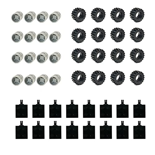 Technik Ersatzteile Set, 48 Teile Technik Räder, Reifen und Achs-Set Klemmbausteine Bausatz Kompatibel mit Technic Ersatzteile von YLtremker