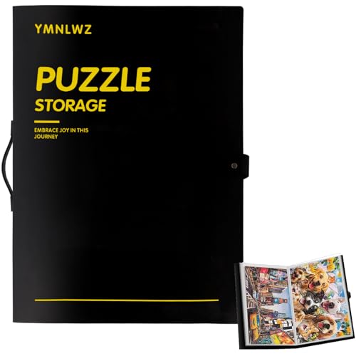 YMNLWZ Puzzle Aufbewahrung，Puzzle Mappe 1000 Teile, 20 transparente Taschen, tragbar, staubdicht und schmutzabweisend, Puzzle Liebhaber Geschenke (Black-A) von YMNLWZ