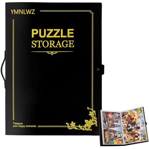 YMNLWZ Puzzle Aufbewahrung，Puzzle Mappe 1000 Teile, 20 transparente Taschen, tragbar, staubdicht und schmutzabweisend, Puzzle Liebhaber Geschenke (Black-B) von YMNLWZ
