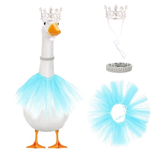 YMO Veranda-Gänse-Outfits, 3 Stück, Prinzessin für 58,4 cm / 43,2 cm, Zementstatue, Veranda, Gans, Kleidung für den Außenbereich, Garten, Rasen, Gänseente, Dekor (blau) von YMO