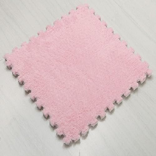 10 Mm Dicke Plüsch-Puzzle-Schaumstoff-Bodenmatte,30X30 cm Quadratische Ineinandergreifende Teppichmatte,Flauschige Schaumstofffliesen,DIY-Bodenteppich(Color:pink) von YMXBHN
