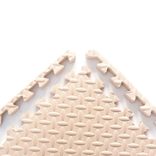 9 Fliesen 60x60x1cm Dick Quadratische Bodenmatte,Schaumstoff-Puzzle-Spielmatte, Trainingsmatte Für Schlafzimmer/Spielzimmer/Fitnessraum,Schützender Bodenbelag(Color:Beige) von YMXBHN