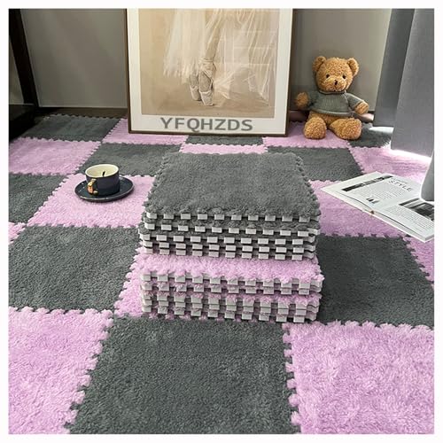 YMXBHN Plüschschaumstoff-Bodenmatte,30 Stück Quadratische Puzzleteppiche Ineinandergreifende Schaumstofffliesen,Flauschige Teppichfliesen,Weiche Puzzle-Spielmatte(Size:60x60x0.6cm,Color:Grau + Lila) YMXBHN Plüschschaumstoff-Bodenmatte,30 Stück Quadratische Puzzleteppiche Ineinandergreifende Schaumstofffliesen,Flauschige Teppichfliesen,Weiche Puzzle-Spielmatte(Size:60x60x0.6cm,Color:Grau + Lila) von YMXBHN