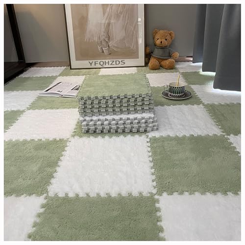 YMXBHN Plüschschaumstoff-Bodenmatte,30 Stück Quadratische Puzzleteppiche Ineinandergreifende Schaumstofffliesen,Flauschige Teppichfliesen,Weiche Puzzle-Spielmatte(Size:60x60x1cm,Color:Weiß + Grün) YMXBHN Plüschschaumstoff-Bodenmatte,30 Stück Quadratische Puzzleteppiche Ineinandergreifende Schaumstofffliesen,Flauschige Teppichfliesen,Weiche Puzzle-Spielmatte(Size:60x60x1cm,Color:Weiß + Grün) von YMXBHN