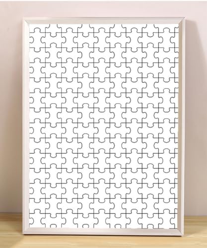 Stilvoller Puzzlerahmen 50x75 cm Geeignet FüR 1000 Puzzles, HöLzerner Puzzlespiel-Bilderrahmen, Austauschbarer Rahmen-Posterrahmen (Weiß) von YMXCNM