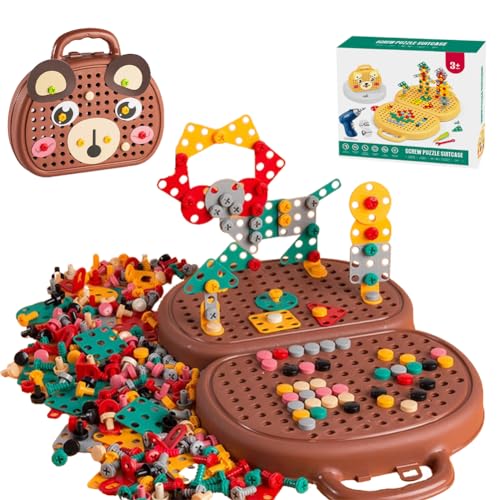 YNNHUDEEP Montessori Spielzeug-Montessori Spiel Magic Toolbox, Neue kreative Toolbox 2024, Mosaik Puzzle Spiel, Montessori Spielzeug beginnt im Alter von 3,Braun von YNNHUDEEP