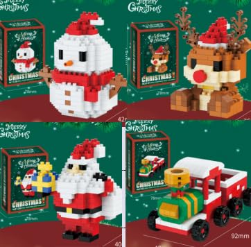 YNOUYRS 4Pcs Weihnachten Bauklotz Set - Santa Claus Rentier Schneemann Puzzle Zusammenbau Ziegel, Bauklotz Spielzeug, Weihnachtsdekoration Party Favors, für Festliche Deko & Geschenke (A) von YNOUYRS