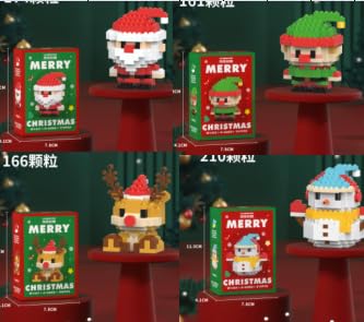 YNOUYRS 4Pcs Weihnachten Bauklotz Set - Santa Claus Rentier Schneemann Puzzle Zusammenbau Ziegel, Bauklotz Spielzeug, Weihnachtsdekoration Party Favors, für Festliche Deko & Geschenke (B) von YNOUYRS