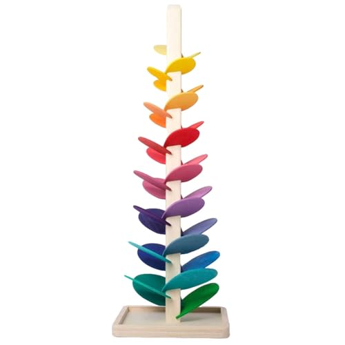 YNPQTDS 22.5 X 22.5 X71 cm Musikalischer Baum Hölzerner Musikbaum Regenbogen Kugelturm KlangMurmelbahn Regenbogen Inkl. 4 Murmeln Motorikspiel Für Kinder Ab 3 Jahren von YNPQTDS