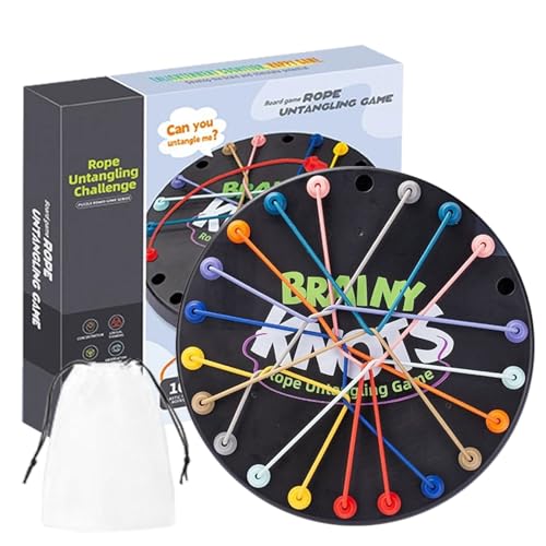 YNPQTDS 26 X 26 X 1.5 cm Rope Challenge Spiel Knot Logic Spiel Brainy Knots Rope Untangling Gedrehtes Seil Puzzle Spiel ABS Logik Strategie Brettspiele Familienspiele 2 Bis 4 Spieler von YNPQTDS