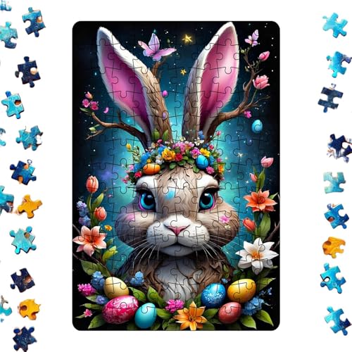 YNPQTDS 30x21cm Osterhasen Puzzle Osterpuzzle Für Kinder Ostereier Puzzle 130 Teile Kunst Osterpuzzle Osterhasen Eier Handarbeit Für Die Familie Lernspielzeug Und Heimdekoration von YNPQTDS