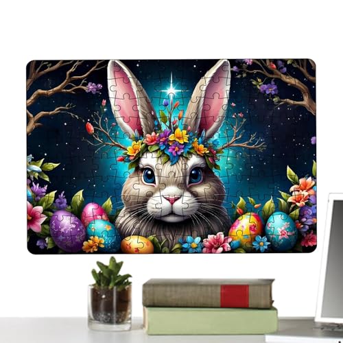 YNPQTDS 30x21cm Osterhasen Puzzle Osterpuzzle Für Kinder Ostereier Puzzle 130 Teile Kunst Osterpuzzle Osterhasen Eier Handarbeit Für Die Familie Lernspielzeug Und Heimdekoration von YNPQTDS