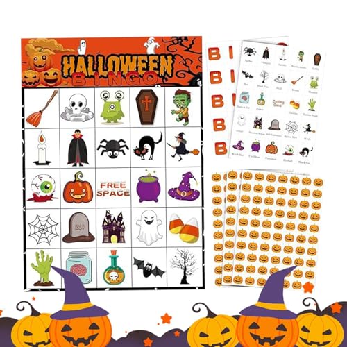 YNPQTDS Halloween Bingo Spielkarten Für Kinder,Papier Bingo Karten für Partys | Spaßige Halloween Bastelaktivitäten Und Brettspielzubehör Für Klassenzimmer Unterwegs Schulpicknick YNPQTDS Halloween Bingo Spielkarten Für Kinder,Papier Bingo Karten für Partys | Spaßige Halloween Bastelaktivitäten Und Brettspielzubehör Für Klassenzimmer Unterwegs Schulpicknick von YNPQTDS