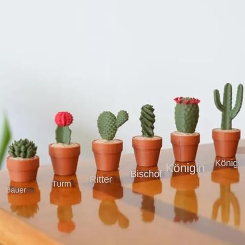 YNPQTDS Kaktusschach 3D-gedruckte Kaktus-Schreibtischdekoration 25x15x15cm Roll-Up Tragbares Reise-Schachbrett Für Zuhause Büro Reise Geschenk Erwachsene Sammler von YNPQTDS