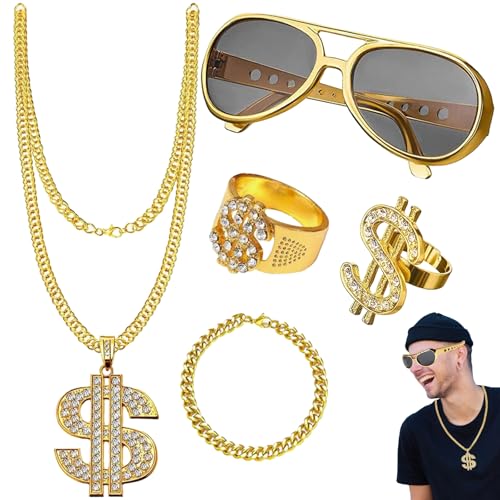 5 Stück Jahre Outfit Herren Hip Hop Kostüm 80/90er Rapper Zubehör Hip Hop Hip Hop Kostüm Rapper Accessoires Hip Hop Kostüm Kit 70er 80er 90er Hustler Rapper Hiphop Kostüm 5 Stück Jahre Outfit Herren Hip Hop Kostüm 80/90er Rapper Zubehör Hip Hop Hip Hop Kostüm Rapper Accessoires Hip Hop Kostüm Kit 70er 80er 90er Hustler Rapper Hiphop Kostüm von YNR