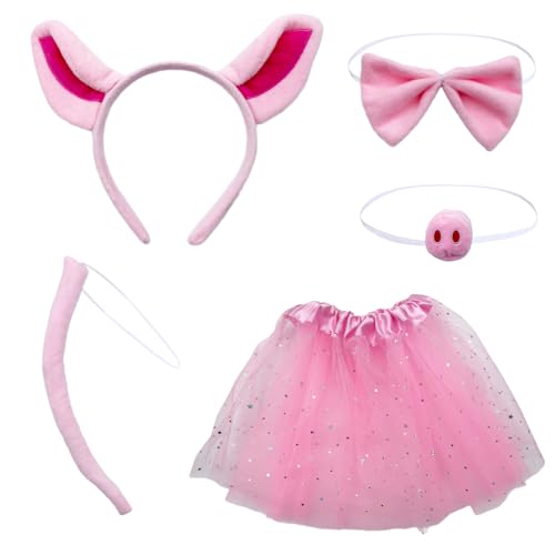 Schwein Kostüm Set Schwein Kostüm Kit Zubehör Schwein Kinder Kostüm Set mit Schwein Ohren Nasen Schwanz Fliege und Rosa Kinder Tutu Kinder Schwein kostüm für Kostüm-Partys 5 Stück Schwein Kostüm Set Schwein Kostüm Kit Zubehör Schwein Kinder Kostüm Set mit Schwein Ohren Nasen Schwanz Fliege und Rosa Kinder Tutu Kinder Schwein kostüm für Kostüm-Partys 5 Stück von YNR