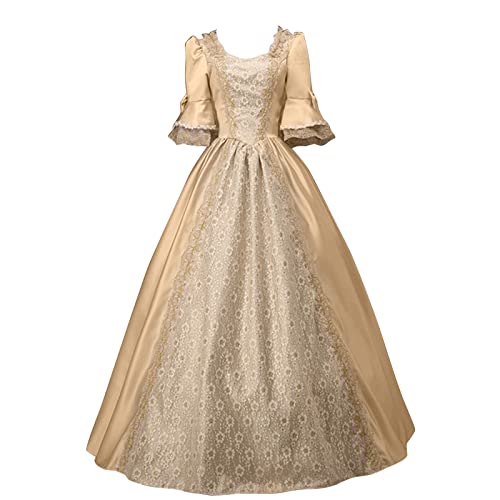 YNnkian Halloween KostüM Renaissance Kleid Rokoko Mittelalter Königin Kostüm Halloween Party Prinzessin Kostüm Kleid mit Trompetenärmel Kleidung Damen Elegant Court Mittelalter Kleidung Frauen von YNnkian