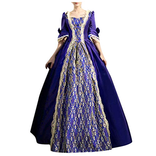 YNnkian Mittelalter Kleidung Damen Leinen Cosplay Prinzessin Kleidung Gewand Halloween Karneval Damen Mid-Century Kleid mit Trompetenärmel Kleidung Damen viktorianisches kleid renaissance maxi kostüm von YNnkian