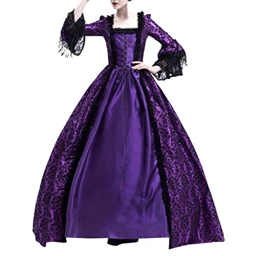 YNnkian Mittelalter Kleidung Damen Rock Gewand Gothic Renaissance Viktorianisches Halloween Party Prinzessin Kostüm Faschings V Ausschnitt Trompetenärmel Mittelalter Viktorianischen Königin Kleider von YNnkian