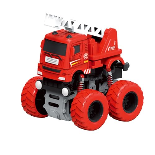 YOBOKO Kleinkind-Autospielzeug, Fahrzeugmodell mit Allradantrieb, Off-Road-Return-Cycle-Pull-Back-Fahrzeug, Lustiges Rennwagen-Spielzeugmodell, Zyklotron, Umdrehen, Zurückdrehen (Fire Truck) von YOBOKO
