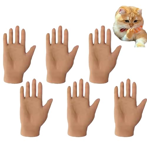 Mini Hands for Cats, Tiny Hands for Cats, Folded Finger Puppets Folded, Cat Mini Hands Crossed, Funny Cat Finger for Cats and Dogs (6pcs-E) von YODAOLI