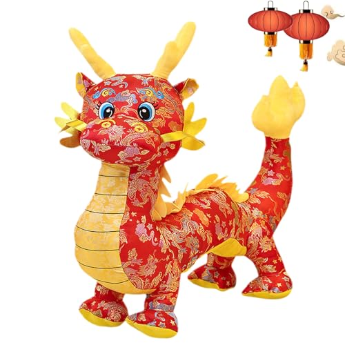 New Year Mascot Dragon Stuffed Toy, Year of The Dragon Plush Doll, 2024 Chinese New Year Dragon Plush Toy, Chinese Lunar New Year Decorations Gift Spring Festival Decor (Red,20cm/7.8in) von YODAOLI