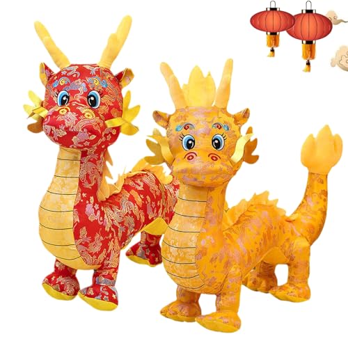 New Year Mascot Dragon Stuffed Toy, Year of The Dragon Plush Doll, 2024 Chinese New Year Dragon Plush Toy, Chinese Lunar New Year Decorations Gift Spring Festival Decor (Yellow+Red,20cm/7.8in) von YODAOLI