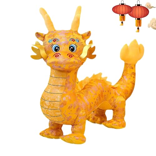 New Year Mascot Dragon Stuffed Toy, Year of The Dragon Plush Doll, 2024 Chinese New Year Dragon Plush Toy, Chinese Lunar New Year Decorations Gift Spring Festival Decor (Yellow,28cm/11in) von YODAOLI