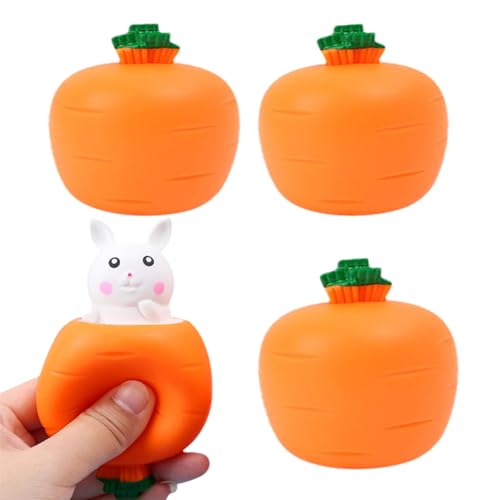 POP UP Carrot Bunny, Pop Up Carrot Bunnies, Carrot Rabbit Stress Ball, Squeeze Toys Squishes Carrot Rabbit Fidget Toys Easter Basket Stuffers (4PCS, Random) von YODAOLI