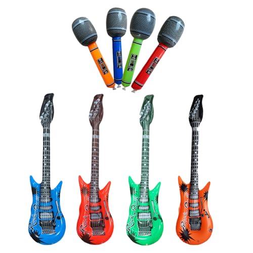 YOFANUP Aufblasbare Instrumente Set, aufblasbares Musikinstrument, aufblasbares Gitarrenmikrofon, Rock and Roll Musikinstrumente Requisiten für Musik-Party-Dekorationen (große Größe) von YOFANUP