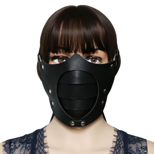 YOFAPA Damen Herren Kostüm Gesichtsbedeckung Half Face Faux Leather Adjustable Face Cover for Cosplay von YOFAPA
