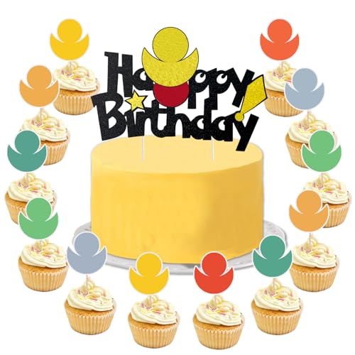 YOGARTH 25 Stück Tortendeko Kindergeburtstag, Kuchen Deko Junge Mädchen, Happy Birthday Topper, Tortendekoration Cake Topper Set für Kinder Geburtstag Party Kuchen Dekoration Supplies (B) von YOGARTH