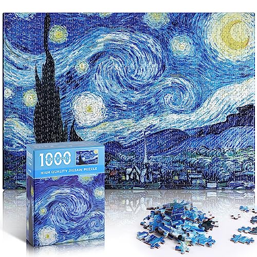 YOGEON Sternennacht Puzzle 1000 Teile Van Gogh Mini Puzzle für Erwachsene Artwork Jigsaw Puzzle Familienspiel von YOGEON